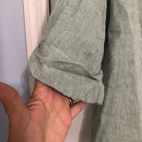 PureJill J. Jill v neck green 100% linen blouse 3/4 sleeve extra large petite - Picture 5 of 9